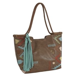 Catchfly Women's Multicolored Embroidered Tote Bag Brown